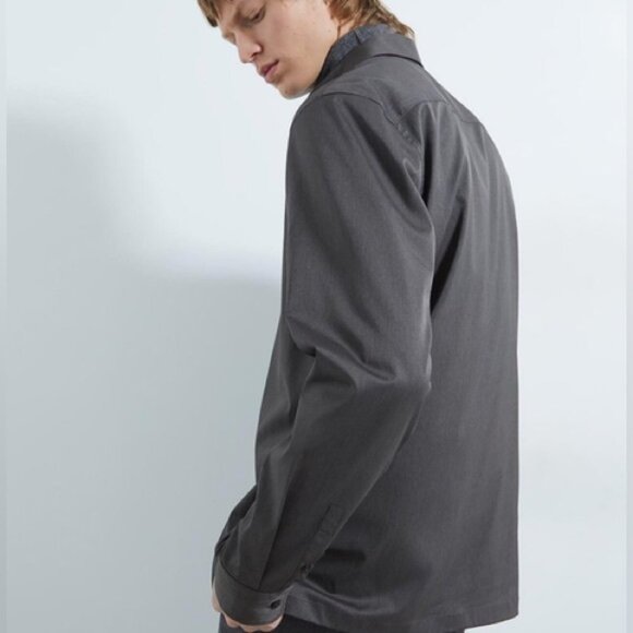 Zara Regular Fit Long Sleeve Pullover 1/4 Zip Grey Shirt, size S - Picture 2 of 14